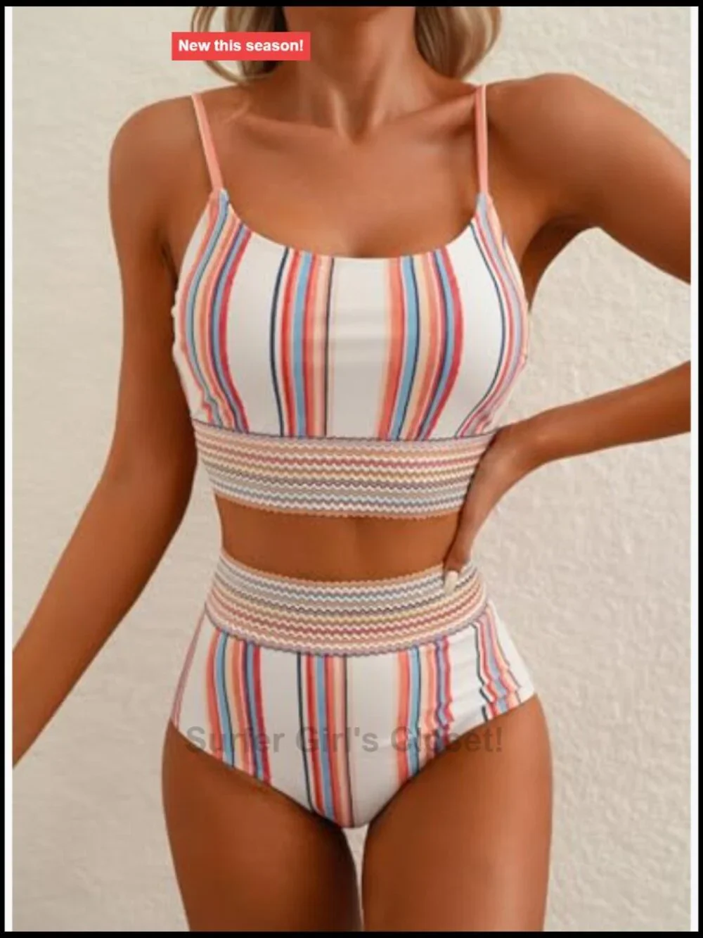 High Waisted Bikini Set Tummy Control Full Coverage Swimwear Summer Beach